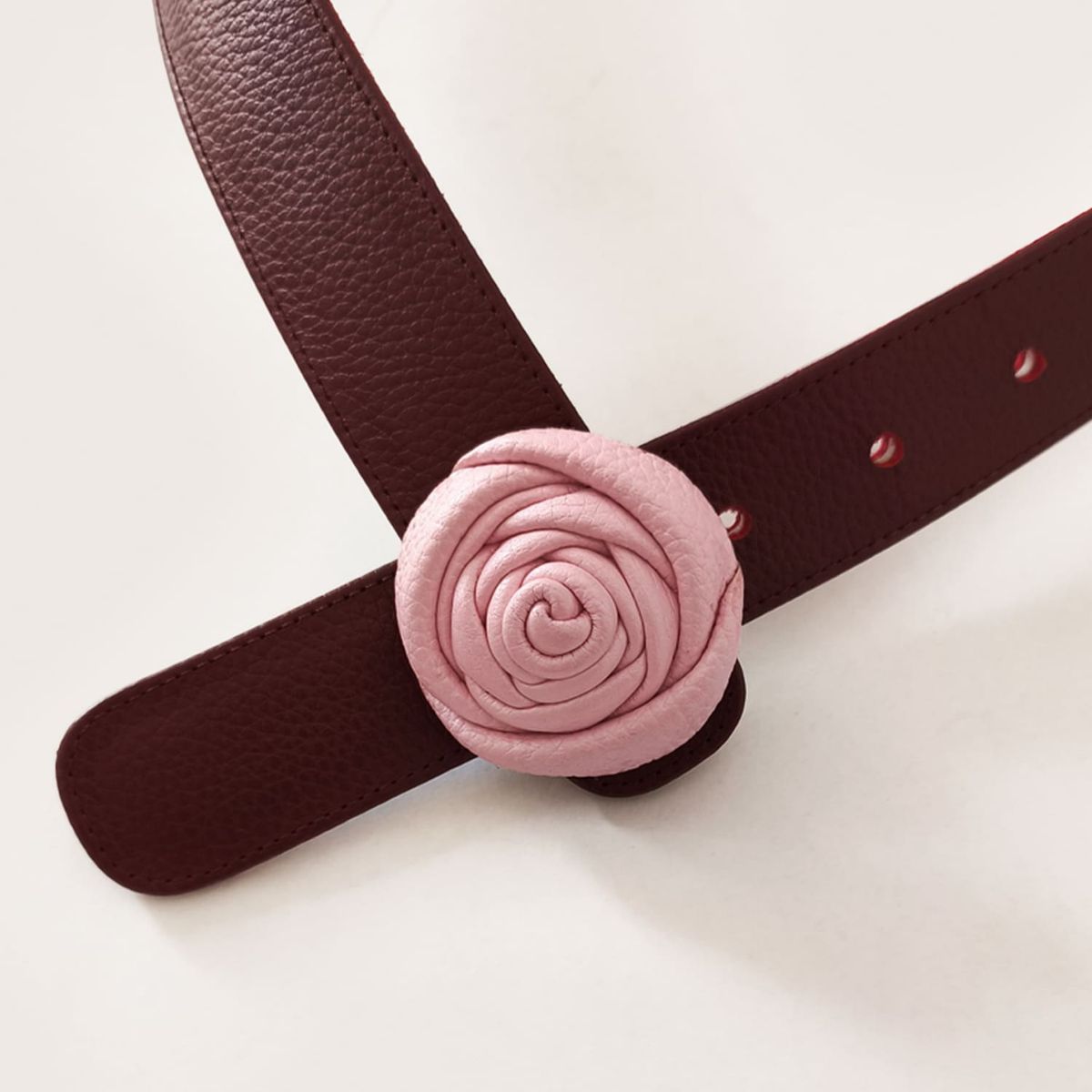 IRISABA - CINTURÓN  DE CUERO IRISABA PARA MUJER ROSSETTA VINO CON ROSA