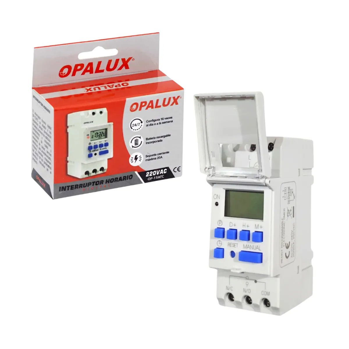 OPALUX - Interruptor Horario Digital Programamable Opalux OP-15ATC