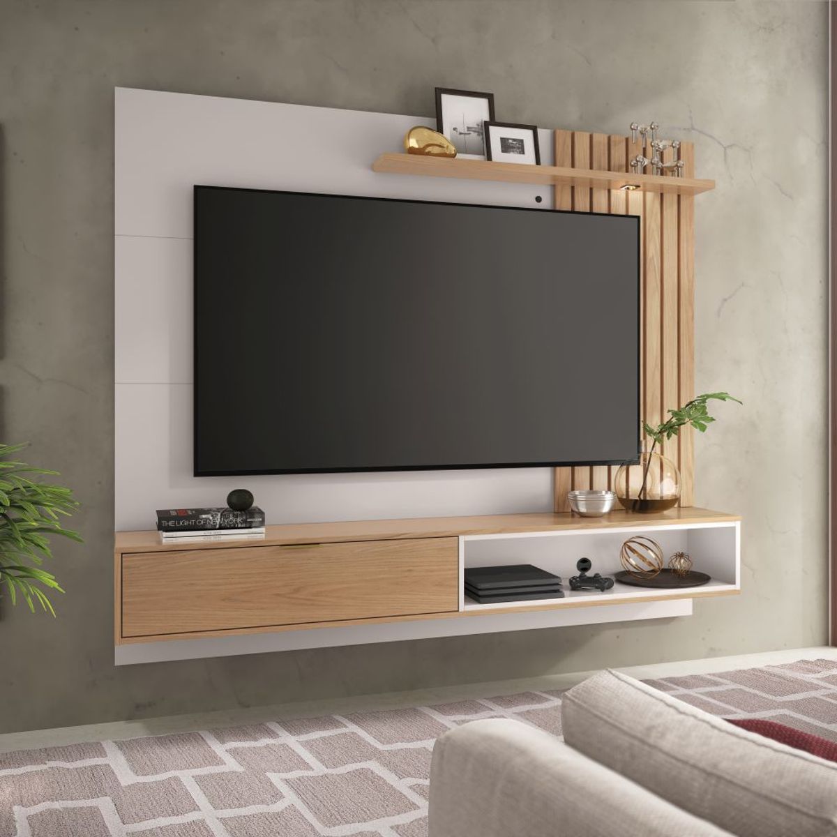 PAZART MUEBLES - CENTRO DE ENTRETENIMIENTO PANEL MAUI DELUXE 18 FREIJO 65