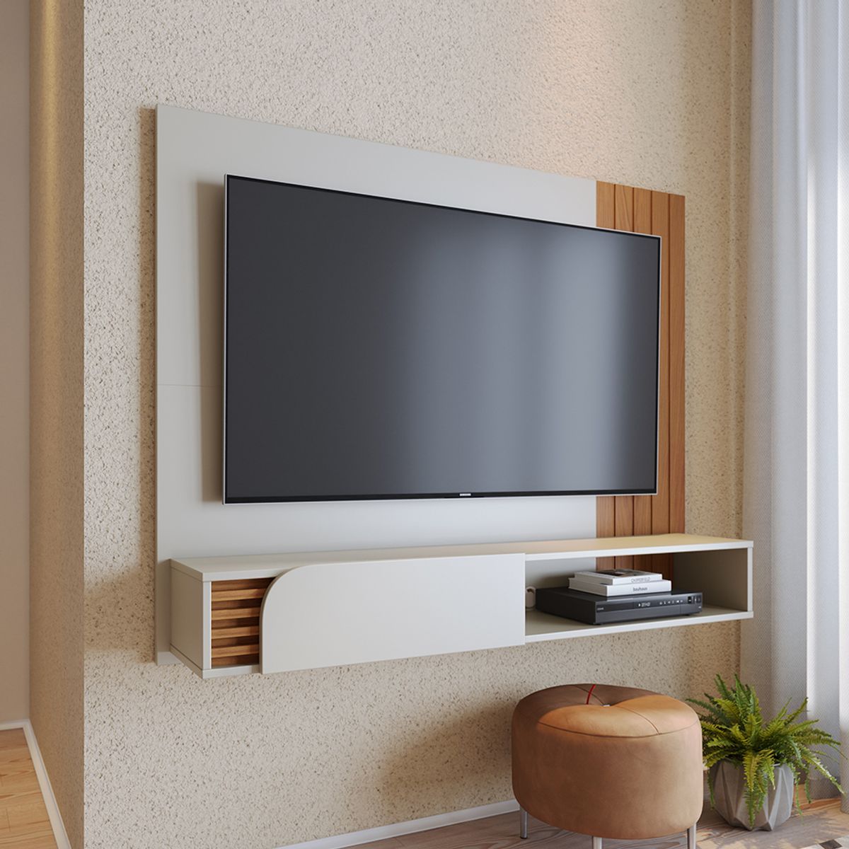 PAZART MUEBLES - CENTRO DE ENTRETENIMIENTO PANEL OSAKA DELUXE 16 OFF WHITE 60