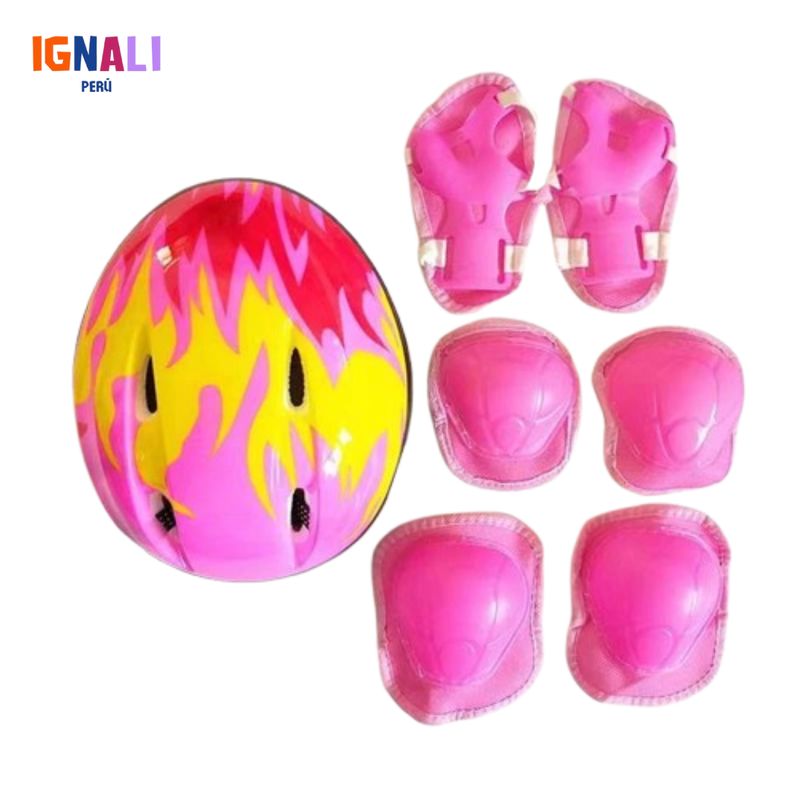 GENERICO - Set de seguridad Casco Rodilleras Coderas Muñequeras niña
