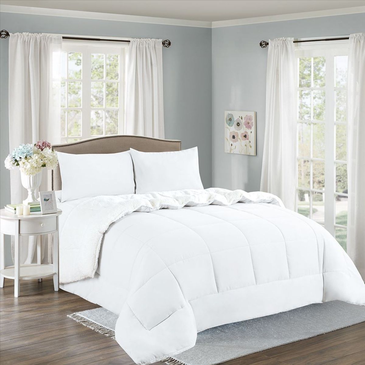 CASATEX - Edredón con Sherpa Premium Queen + Juego de sábanas 100% Algodón