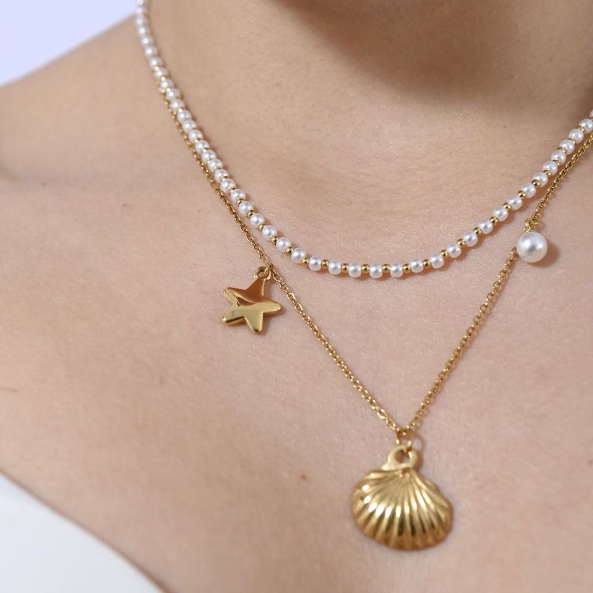 GENERICO - Collar Doble Ocean Perla Waterproof