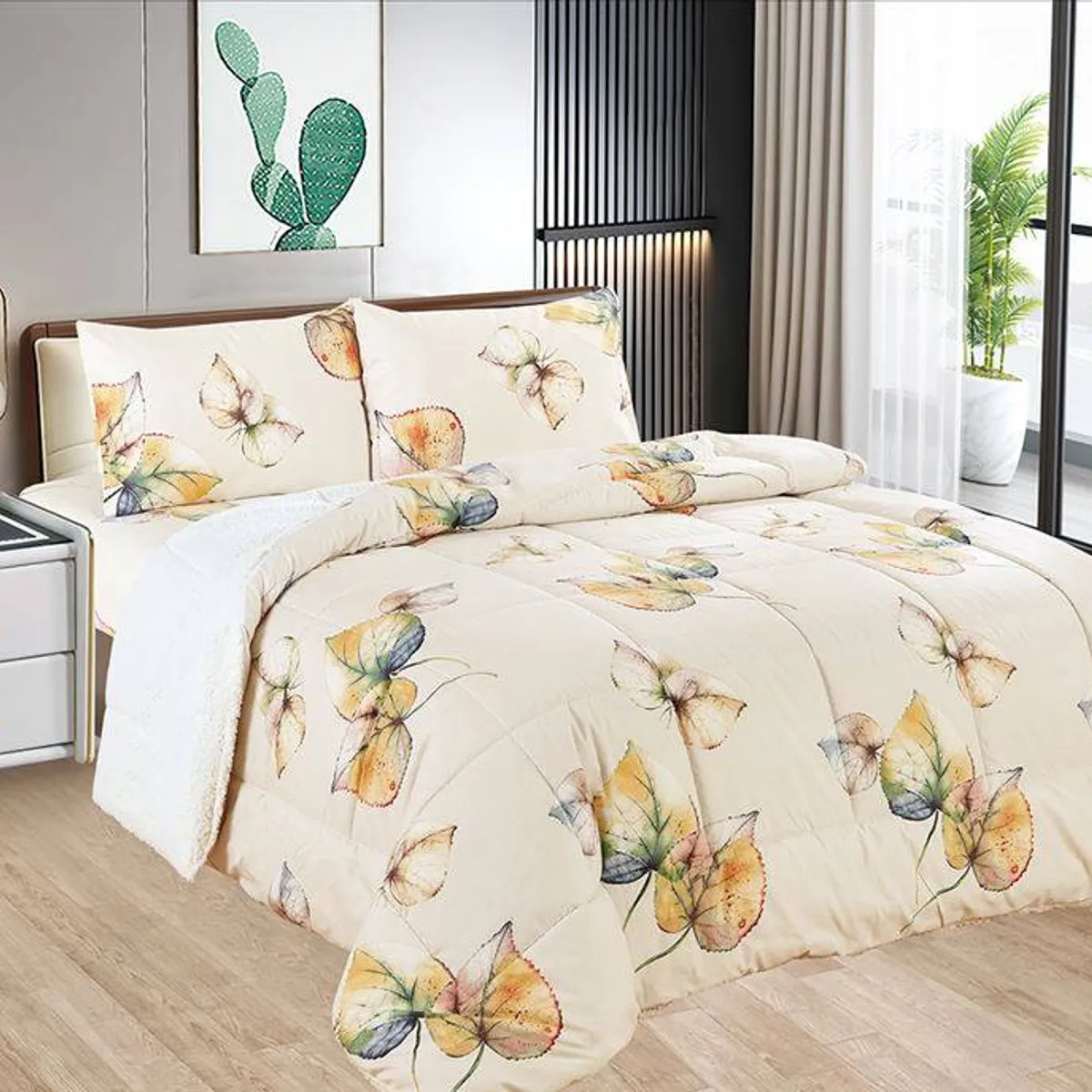 CASATEX - Edredón con Sherpa Premium 2 plazas + Juego de sábanas 100% Algodón