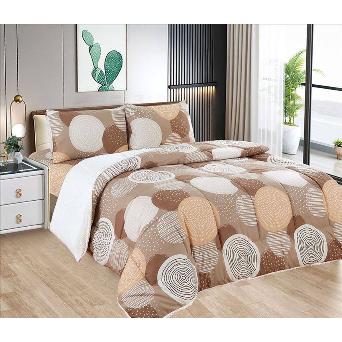 CASATEX - Edredón con Sherpa Premium 2 plazas + Juego de sábanas 100% Algodón