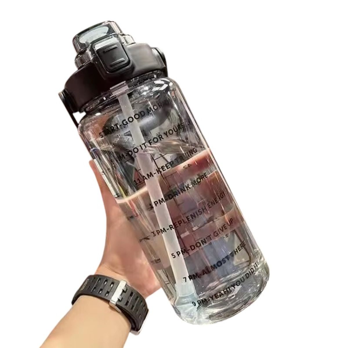 GENERICO - TOMATODO BOTELLA DE AGUA 2L MOTIVACIONAL CON SORBETE Y ASA NEGRO