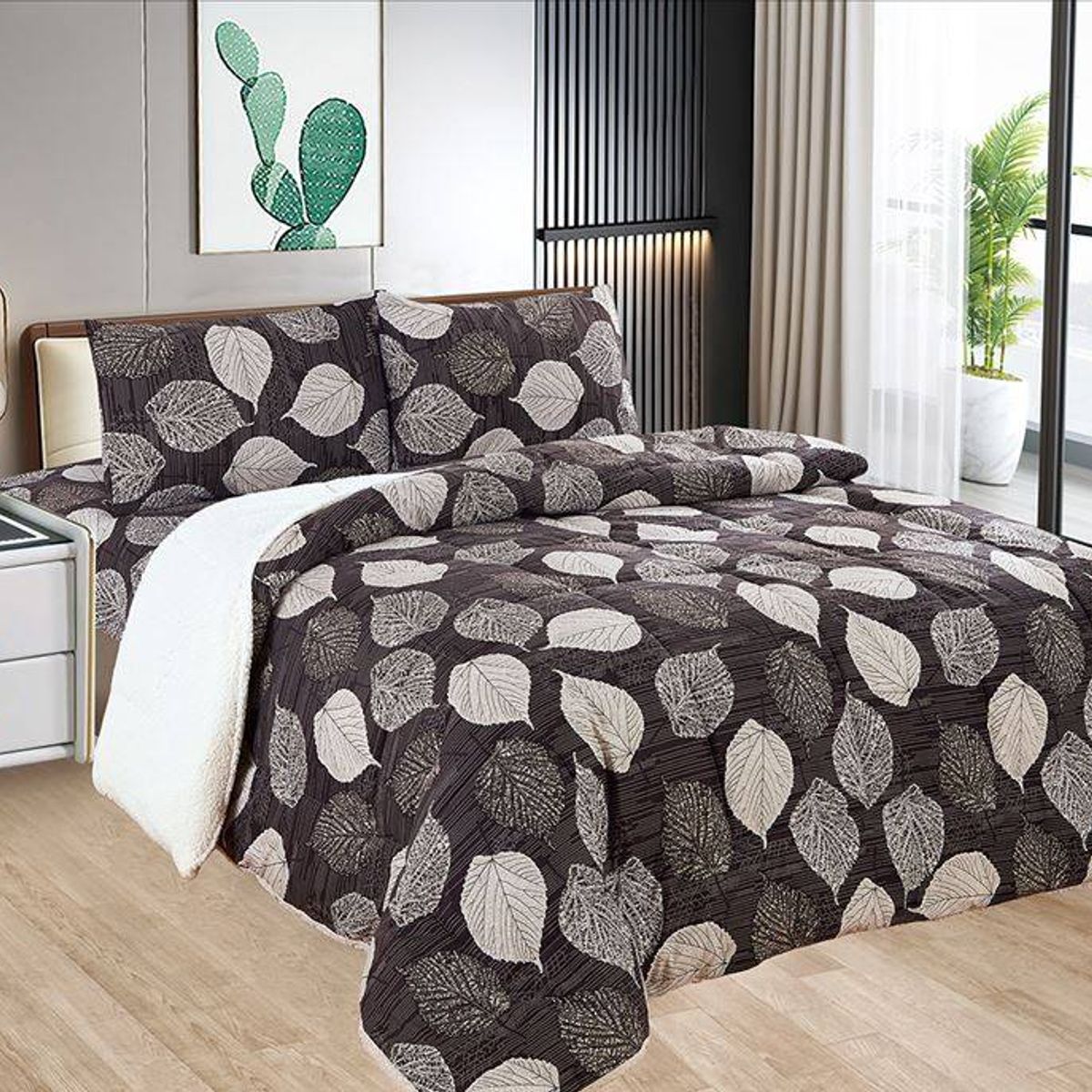 CASATEX - Edredón con Sherpa Premium 2 plazas + Juego de sábanas 100% Algodón