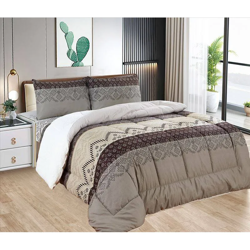 CASATEX - Edredón con Sherpa Premium 2 plazas + Juego de sábanas 100% Algodón