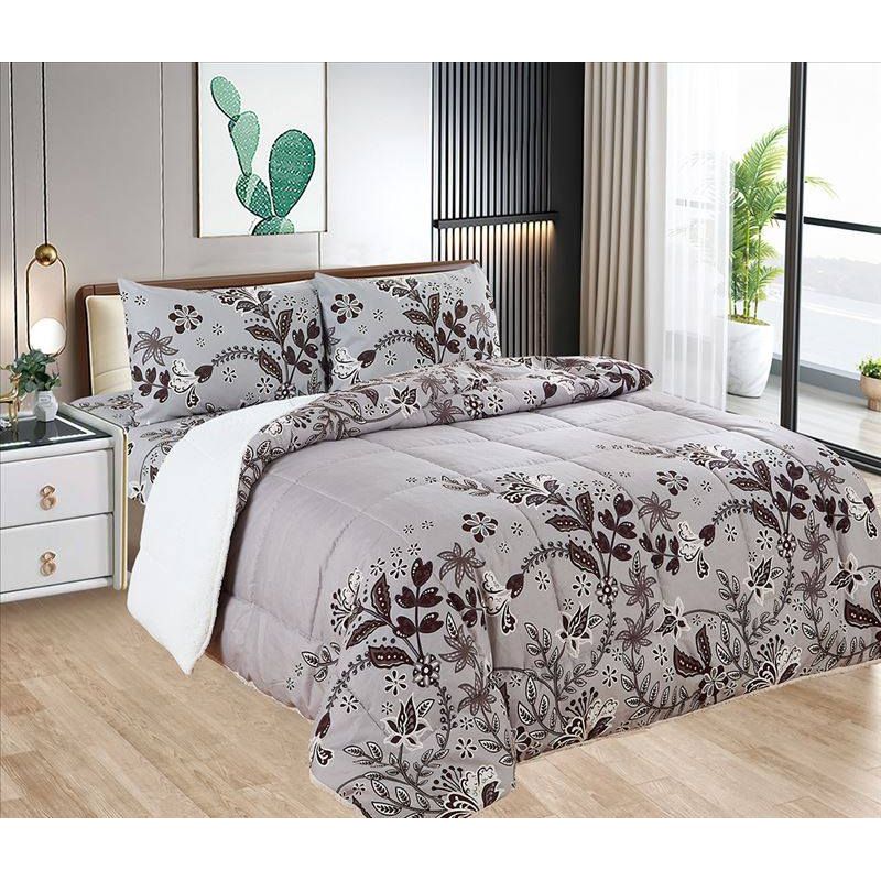 CASATEX - Edredón con Sherpa Premium 2 plazas + Juego de sábanas 100% Algodón