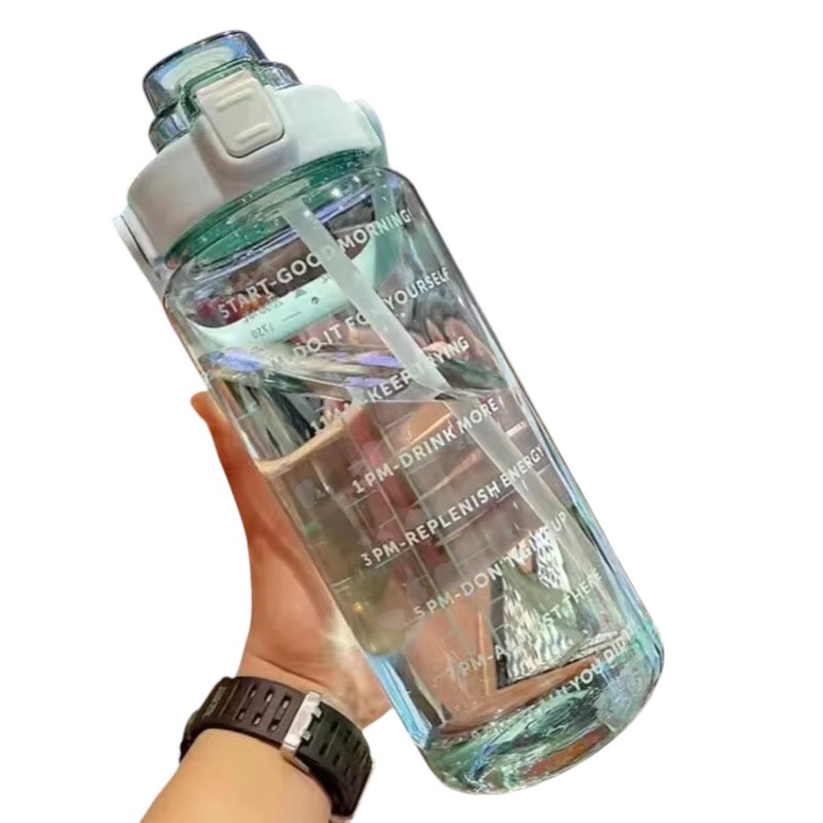GENERICO - BOTELLA DE AGUA 2L MOTIVACIONAL CON SORBETE Y ASA VERDE