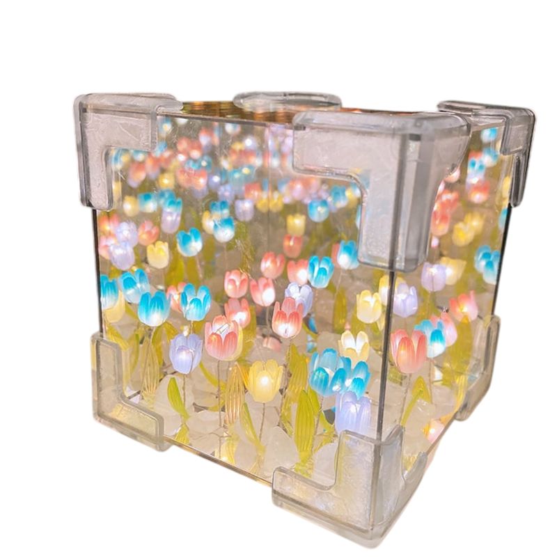 GENERICO - Lámpara Armable Infinita de Cuadrado Tulipanes Multicolor Efecto Espejo