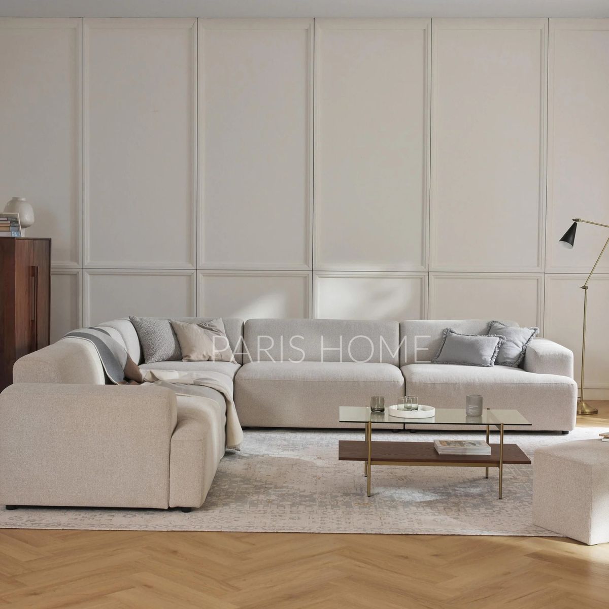 GENERICO - Seccional Rinconero Longhe Gala 4 Plazas Tejido - Beige Claro