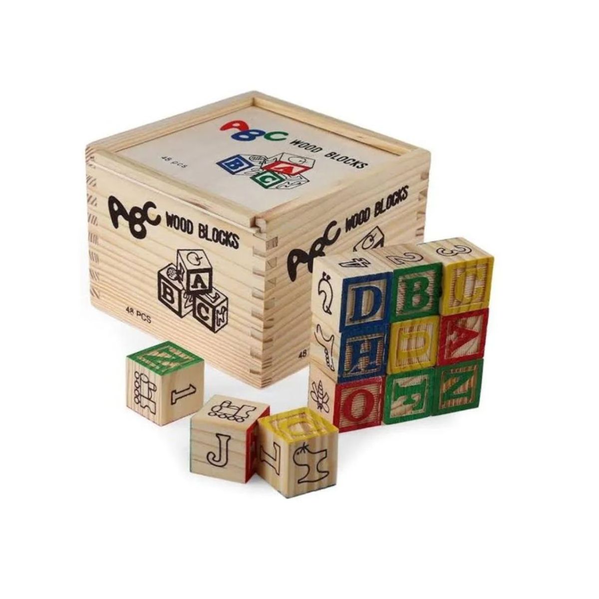 GENERICO - Set De Bloques De Madera ABC x48