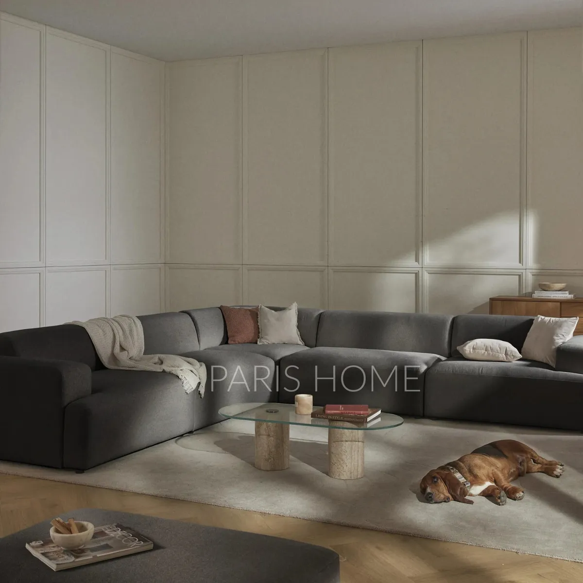 GENERICO - Seccional Rinconero Longhe Gala 4 Plazas Tejido - Gris Oscuro