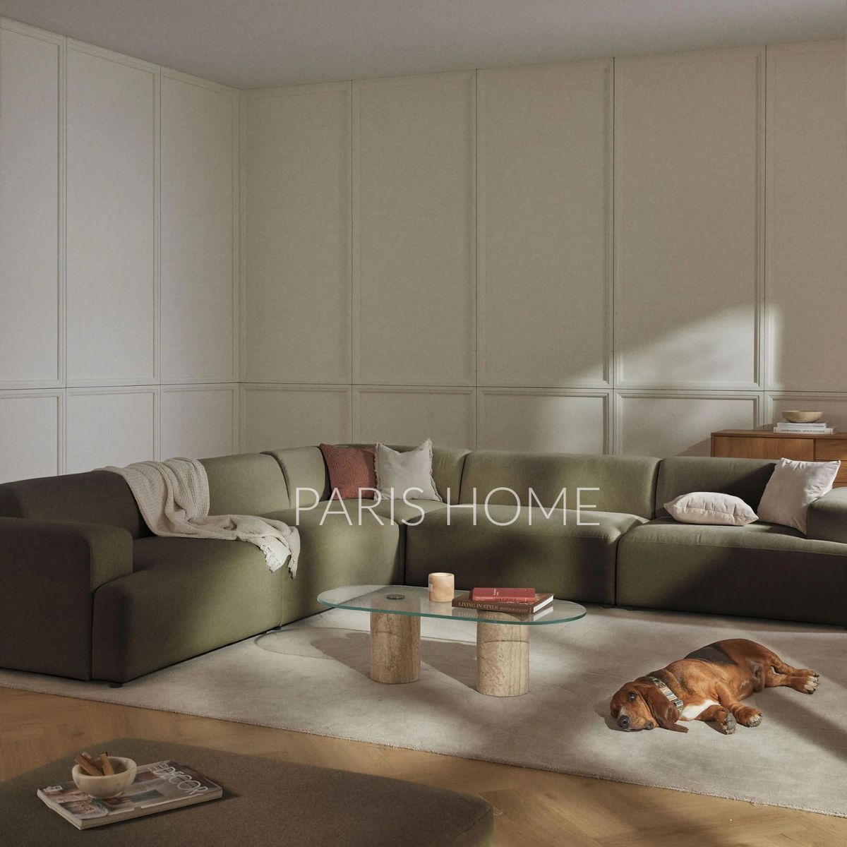 GENERICO - Seccional Rinconero Longhe Gala 4 Plazas Tejido - Verde Oliva