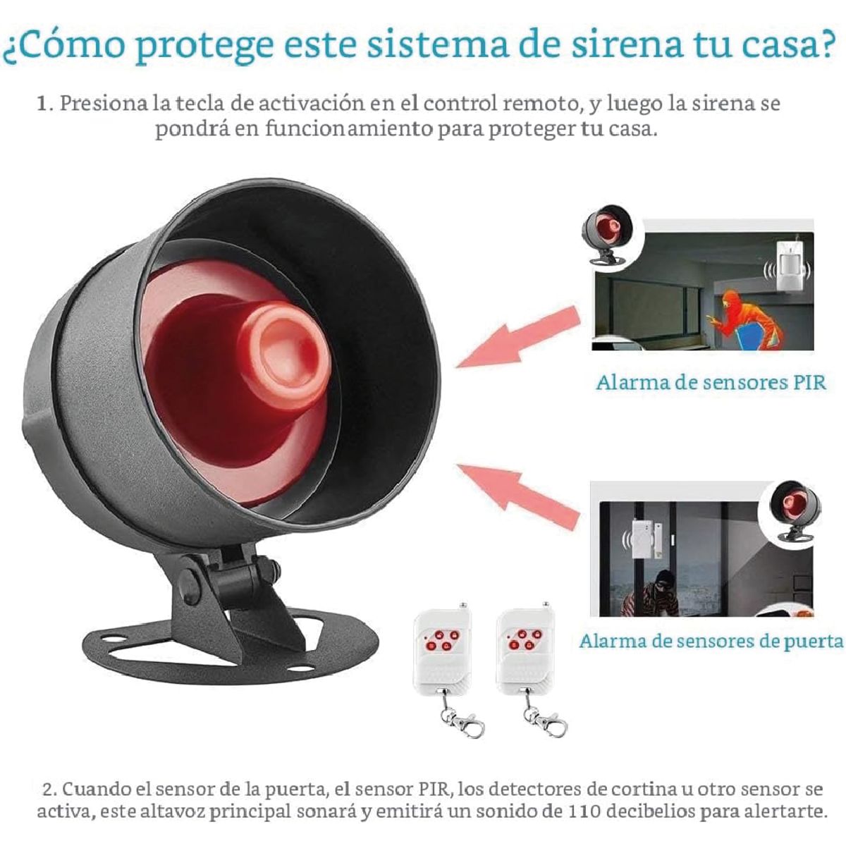 OEM - SIstema de Alarma Seguridad Sirena y con Sensores de Movimiento KERUI