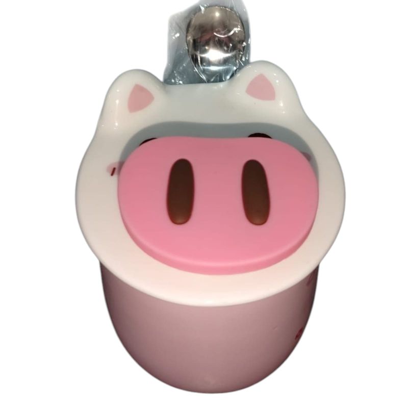 GENERICO - Taza de Cerámica Cerdito Kawaii con Cuchara  350ml Diseño Adorable