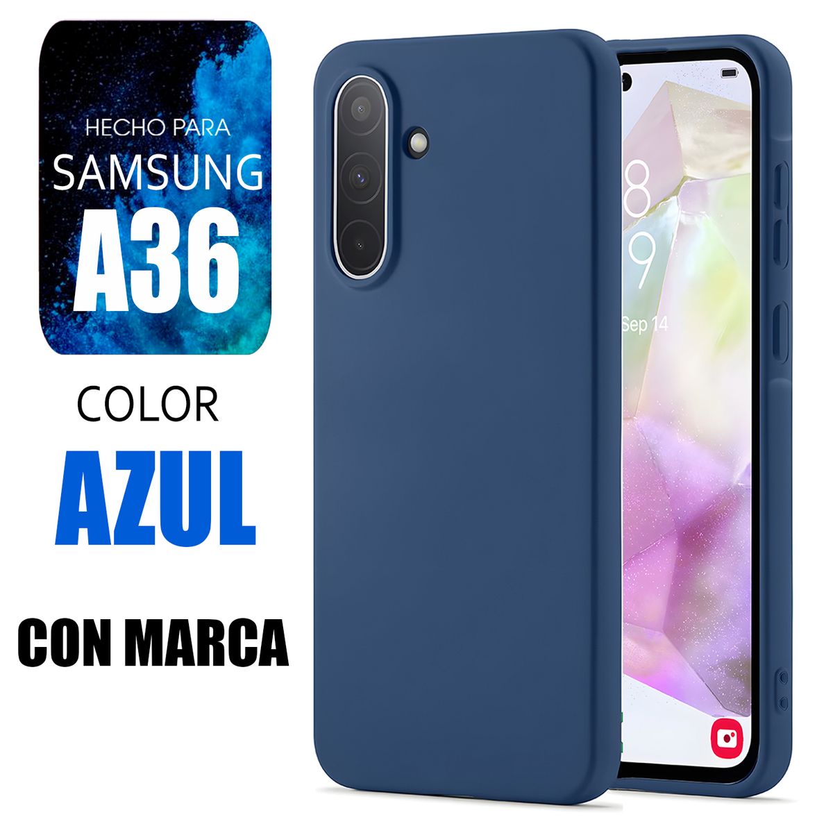 SAMSUNG - Silicone Case Para Samsung A36 Azul Con Marca