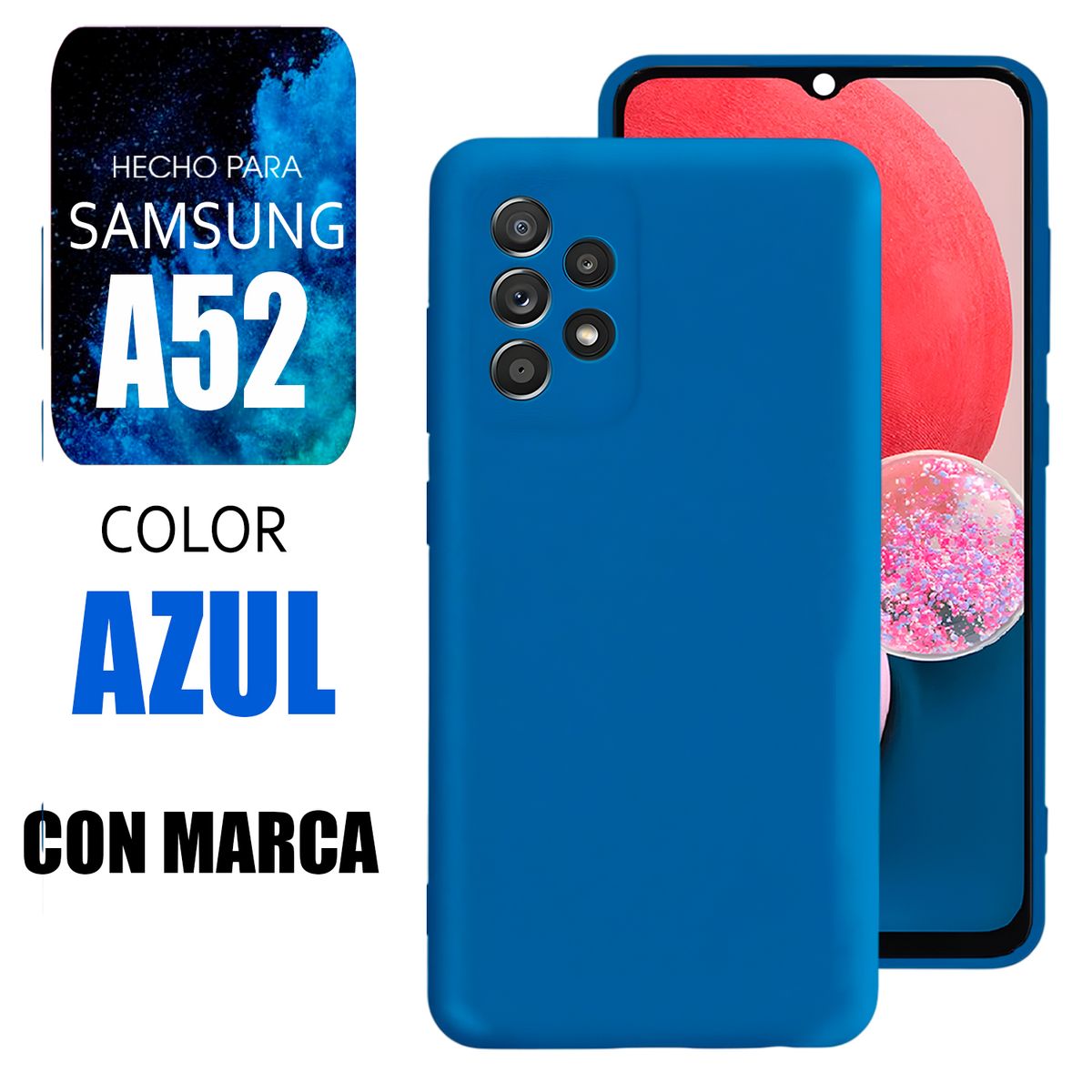 SAMSUNG - Silicone Case Para Samsung A52 Azul Con Marca