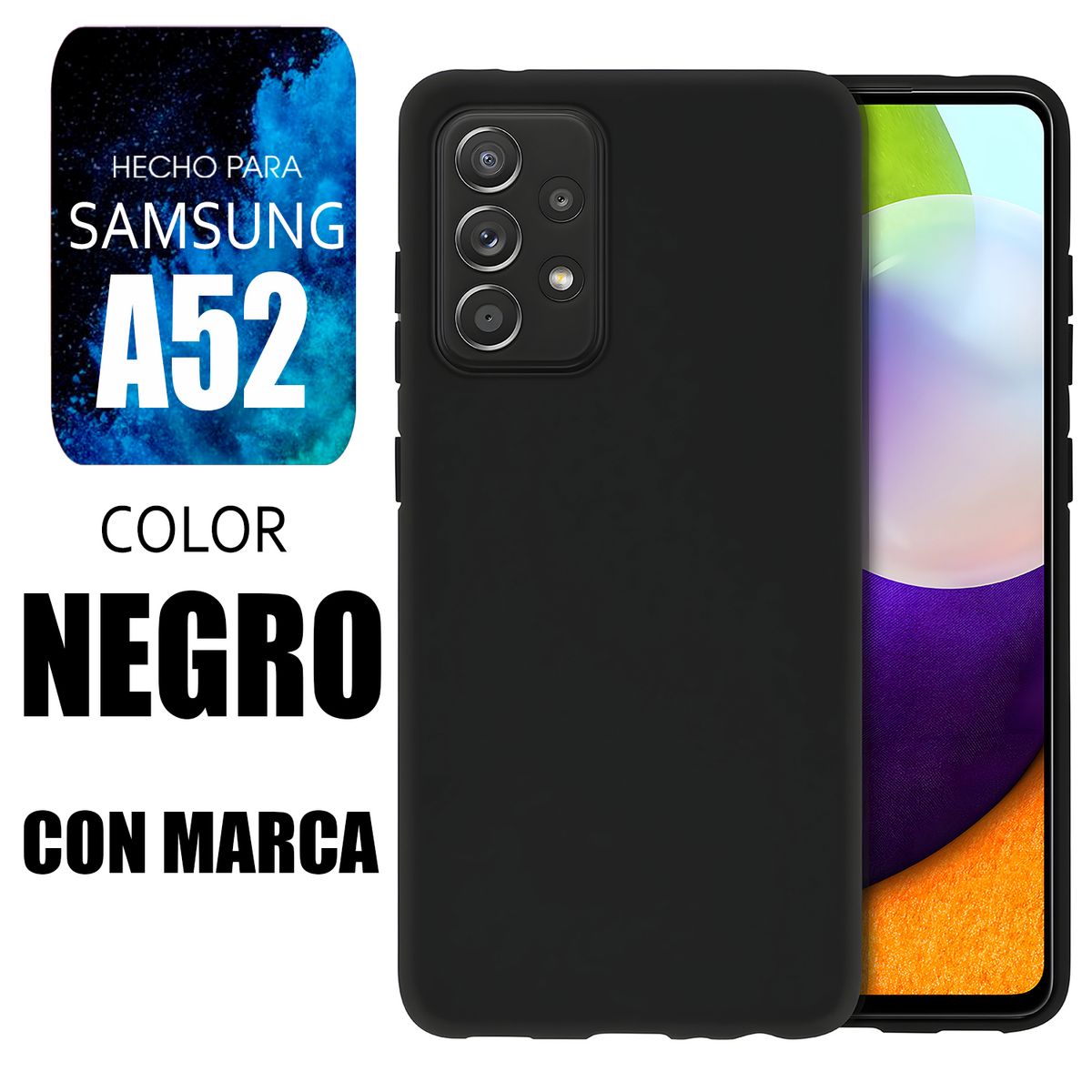SAMSUNG - Silicone Case Para Samsung A52 Negro Con Marca