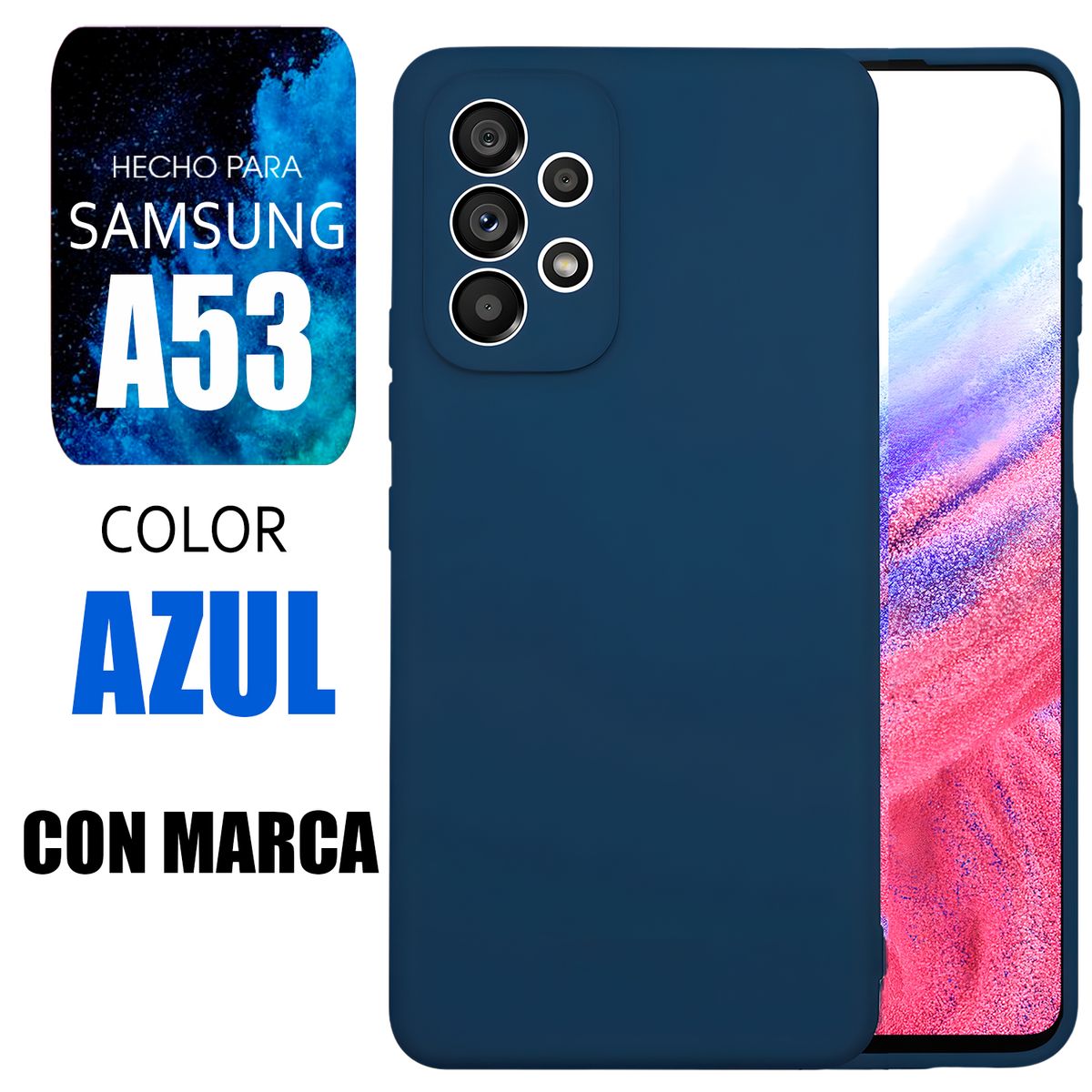 SAMSUNG - Silicone Case Para Samsung A53 Azul Con Marca