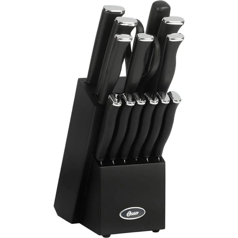 OSTER - Juego de 15 cuchillos de acero inoxidable con caja negra 123866.15