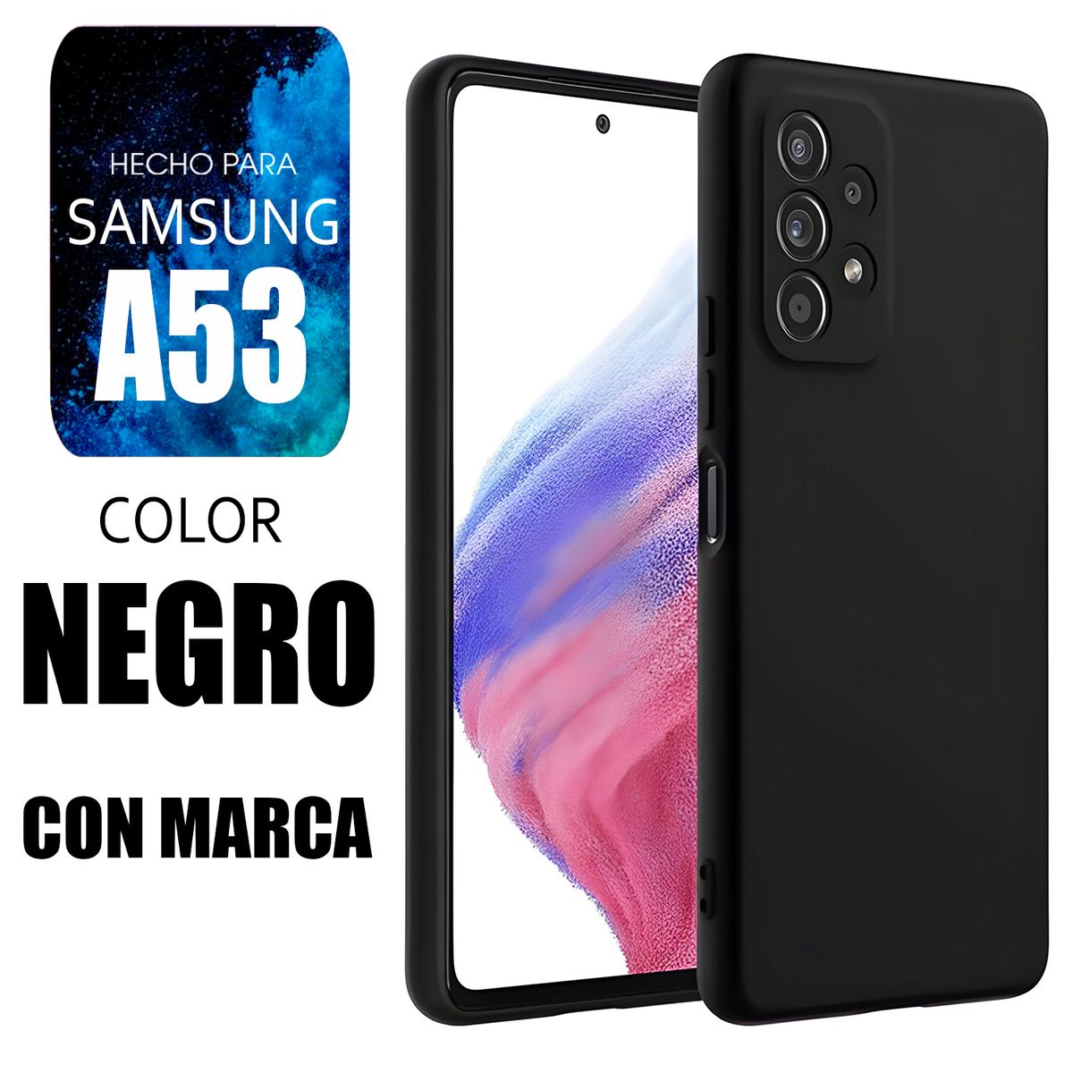 SAMSUNG - Silicone Case Para Samsung A53 Negro Con Marca