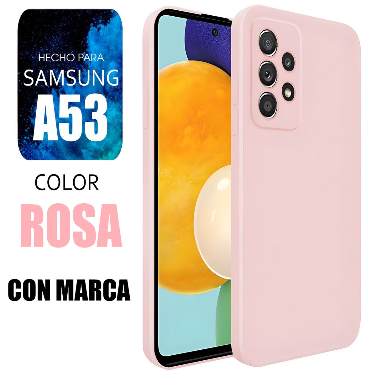 SAMSUNG - Silicone Case Para Samsung A53 Rosa Con Marca
