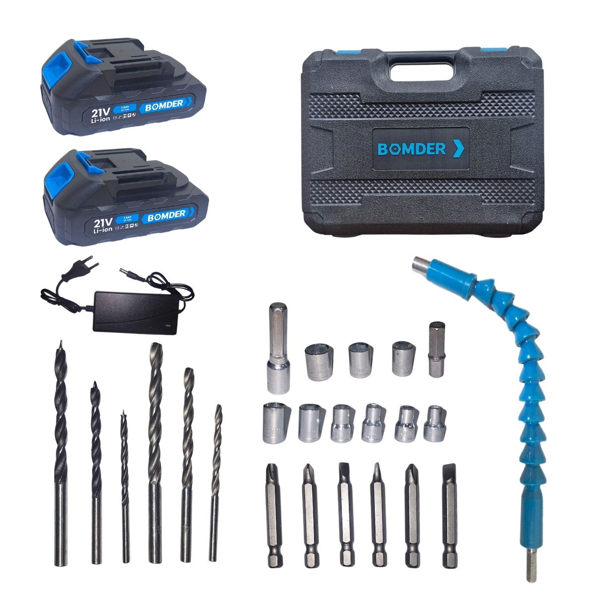 GENERICO - Taladro Percutor 60nm incluye 2 baterias y cargador Bomder