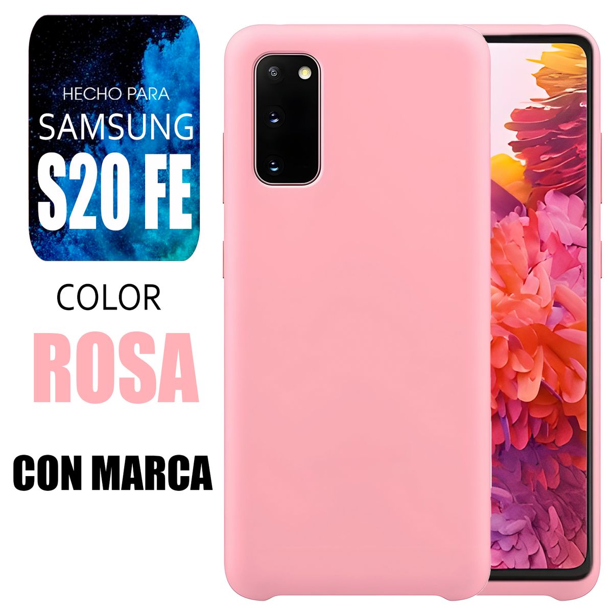 SAMSUNG - Silicone Case Para Samsung S20 FE Rosa Con Marca