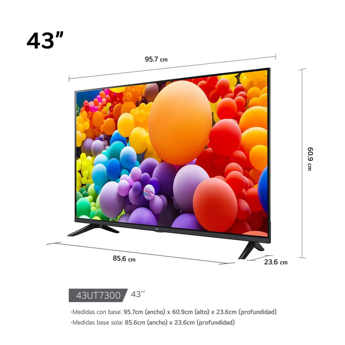 LG - Televisor LG 43 Pulg. LED Smart TV UHD 4K con Thinq AI 43UT7300 l Control Magic