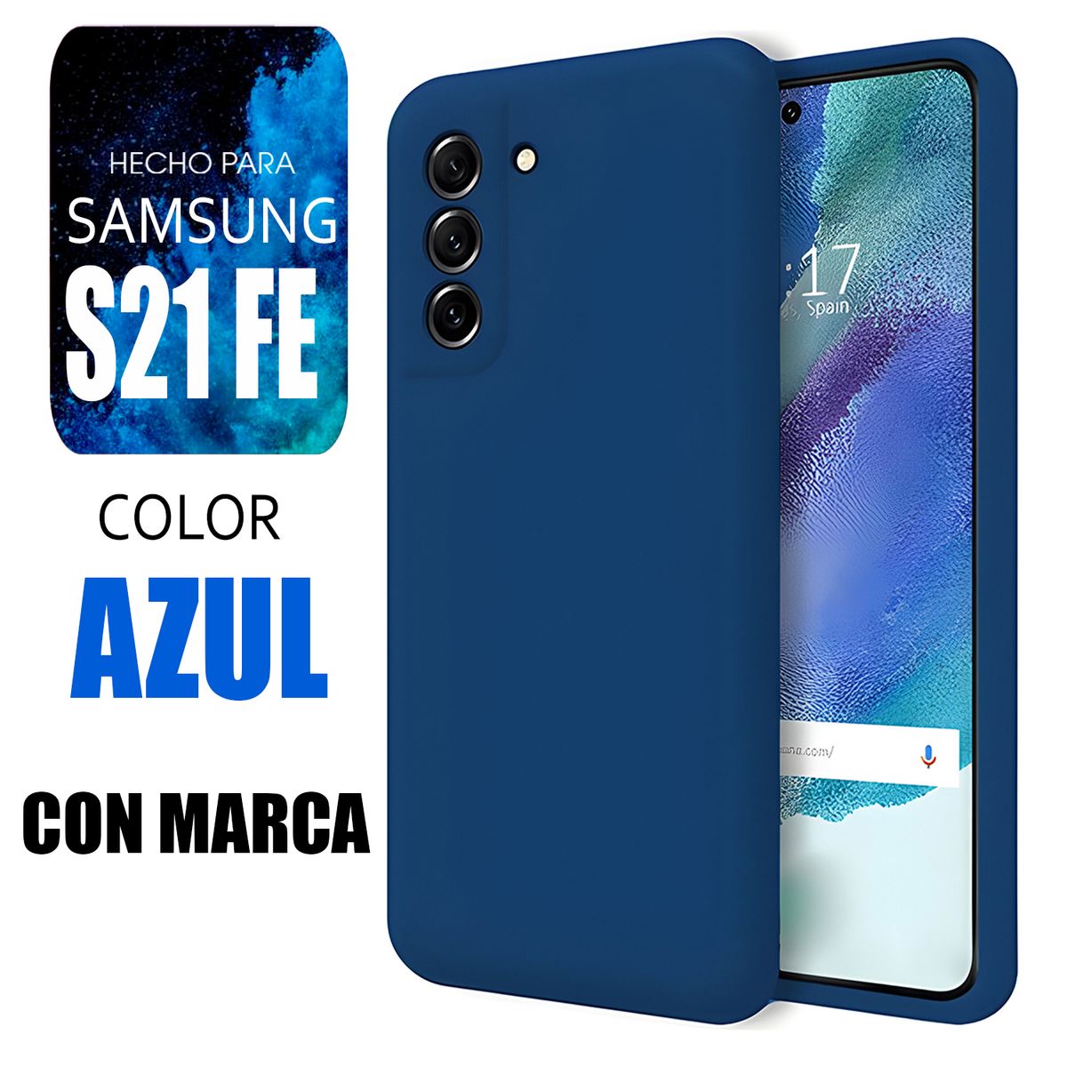 SAMSUNG - Silicone Case Para Samsung S21 FE Azul Con Marca