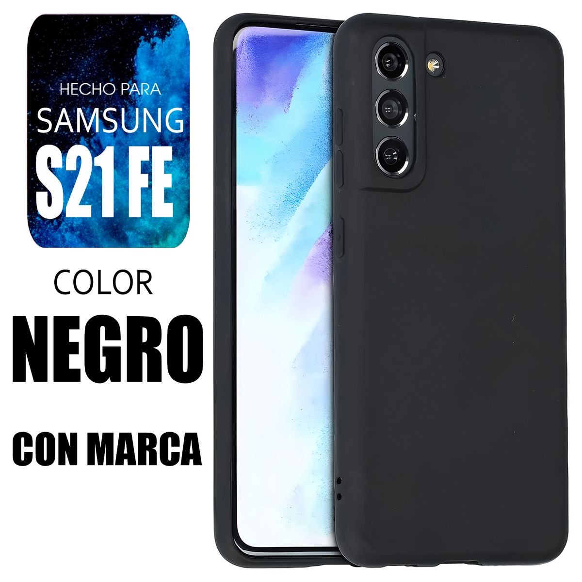 SAMSUNG - Silicone Case Para Samsung S21 FE Negro Con Marca