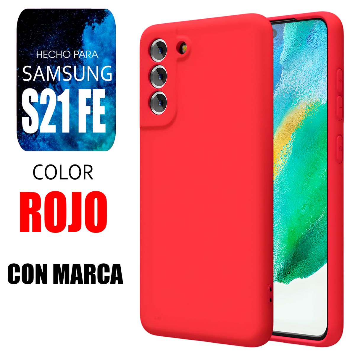 SAMSUNG - Silicone Case Para Samsung S21 FE Rojo Con Marca