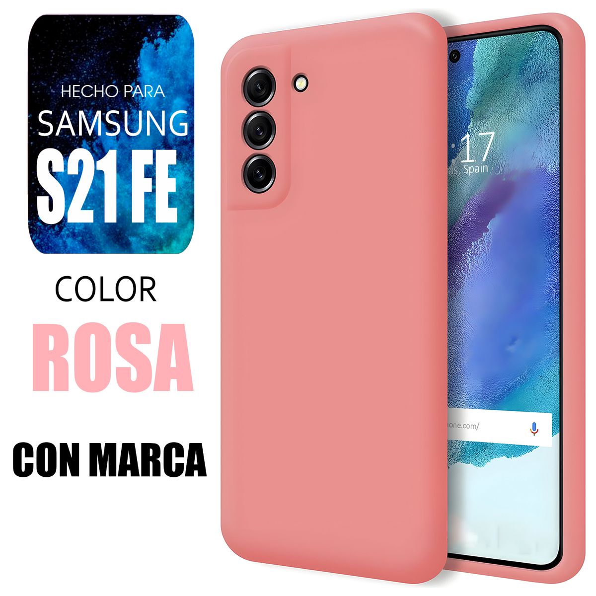 SAMSUNG - Silicone Case Para Samsung S21 FE Rosa Con Marca