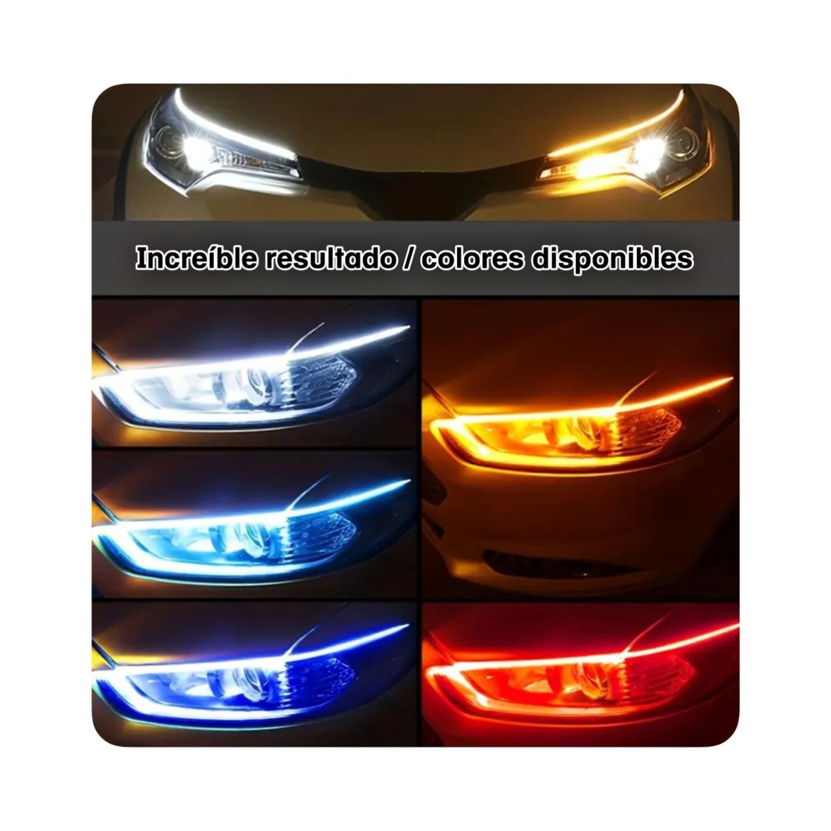 GENERICO - Luces Led Secuencial para Faros flexible - 45 cms Azul