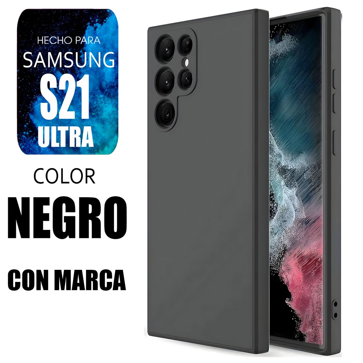 SAMSUNG - Silicone Case Para Samsung S21 Ultra Negro Con Marca