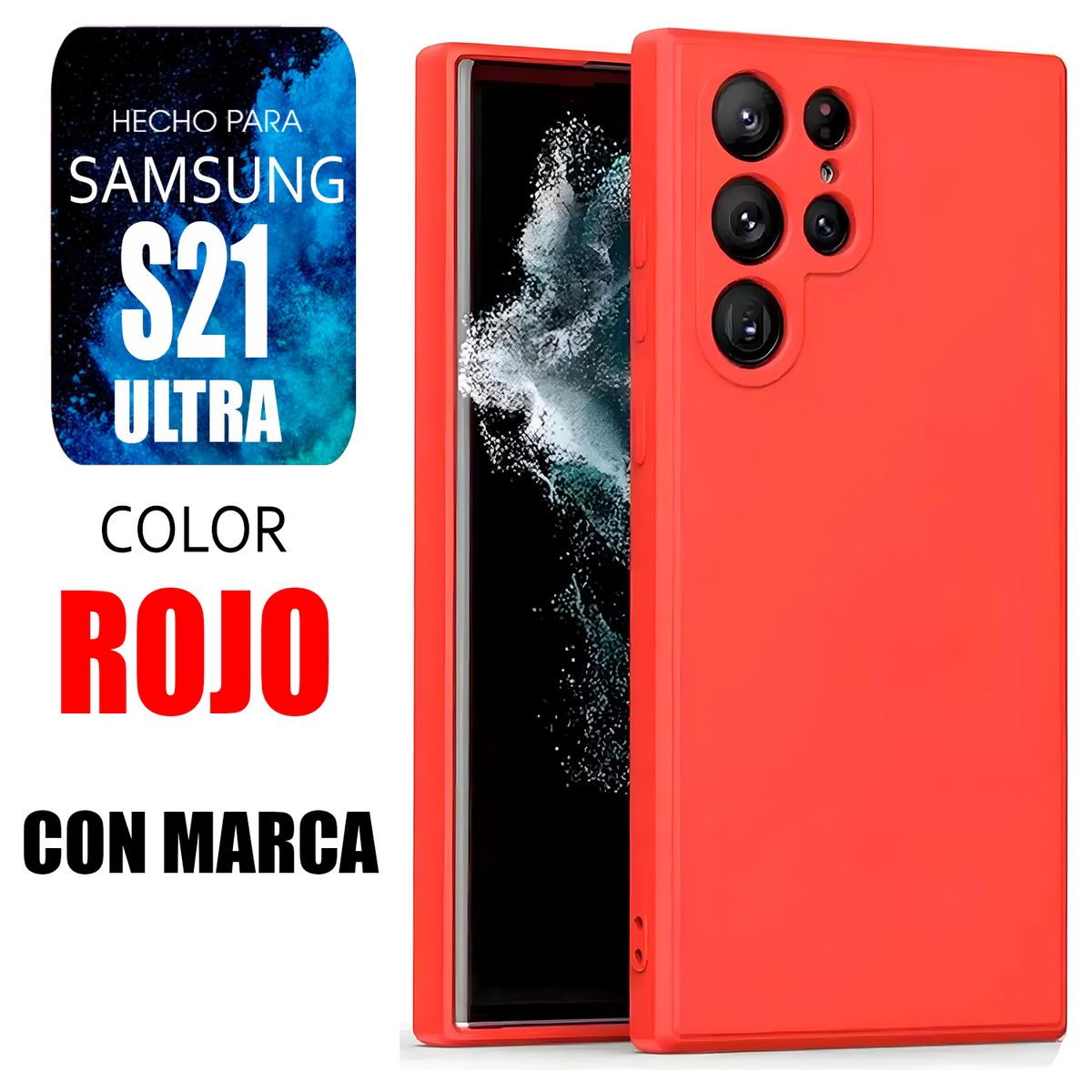 SAMSUNG - Silicone Case Para Samsung S21 Ultra Rojo Con Marca