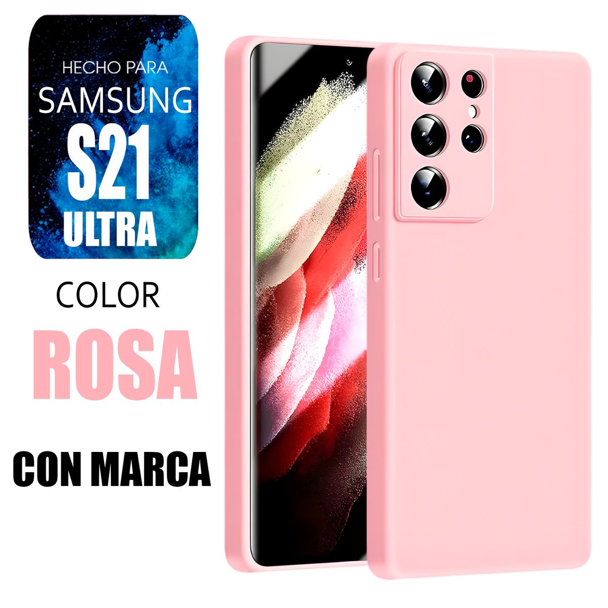 SAMSUNG - Silicone Case Para Samsung S21 Ultra Rosa Con Marca