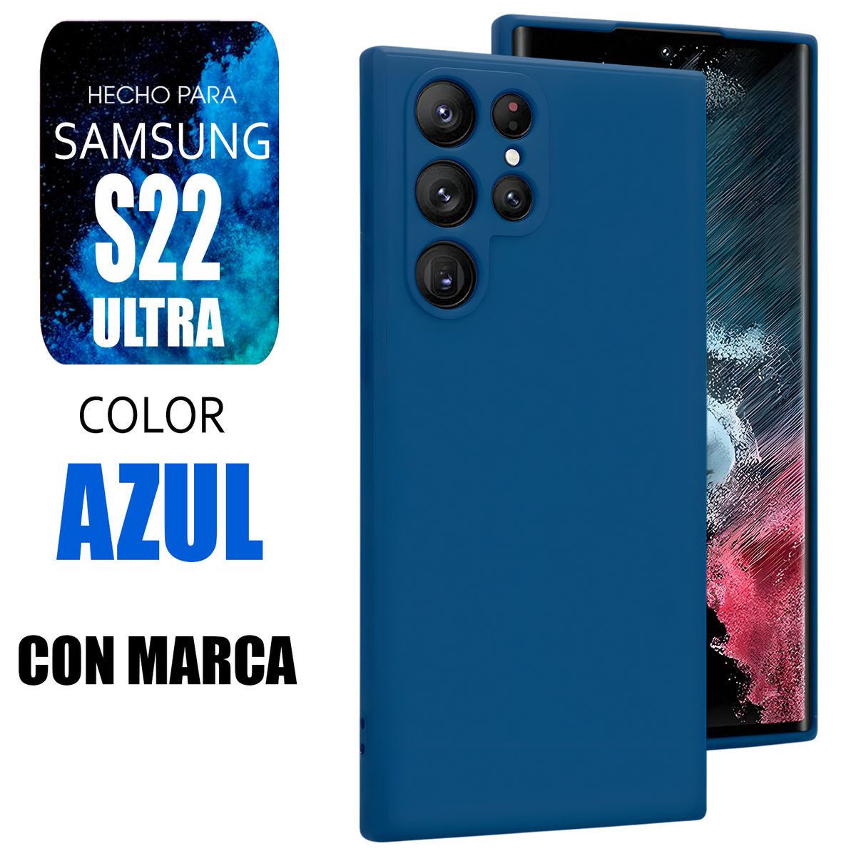 SAMSUNG - Silicone Case Para Samsung S22 Ultra Azul Con Marca
