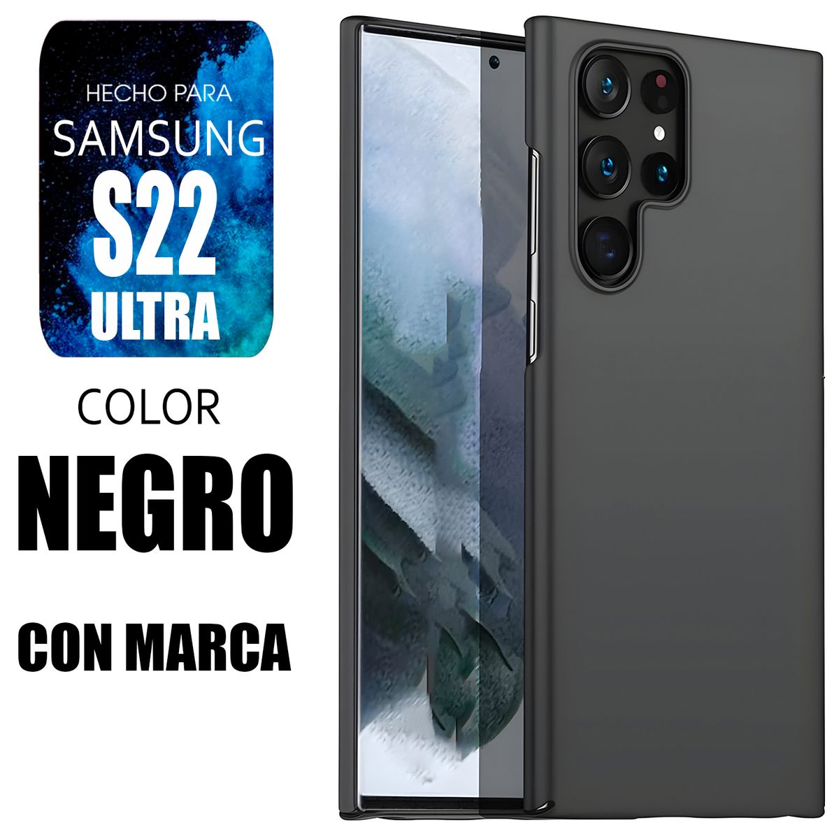 SAMSUNG - Silicone Case Para Samsung S22 Ultra Negro Con Marca