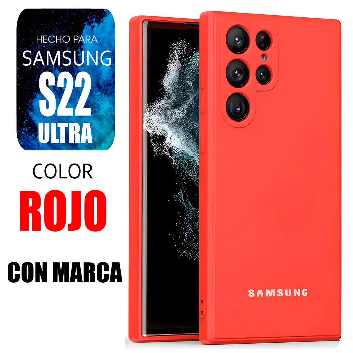 SAMSUNG - Silicone Case Para Samsung S22 Ultra Rojo Con Marca