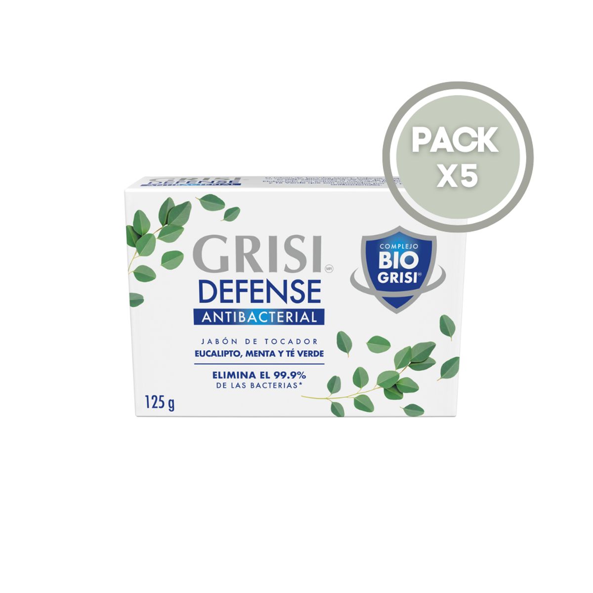 GENERICO - GRISI JABÓN DEFENSE ANTIBACTERIAL 125G PACKX5