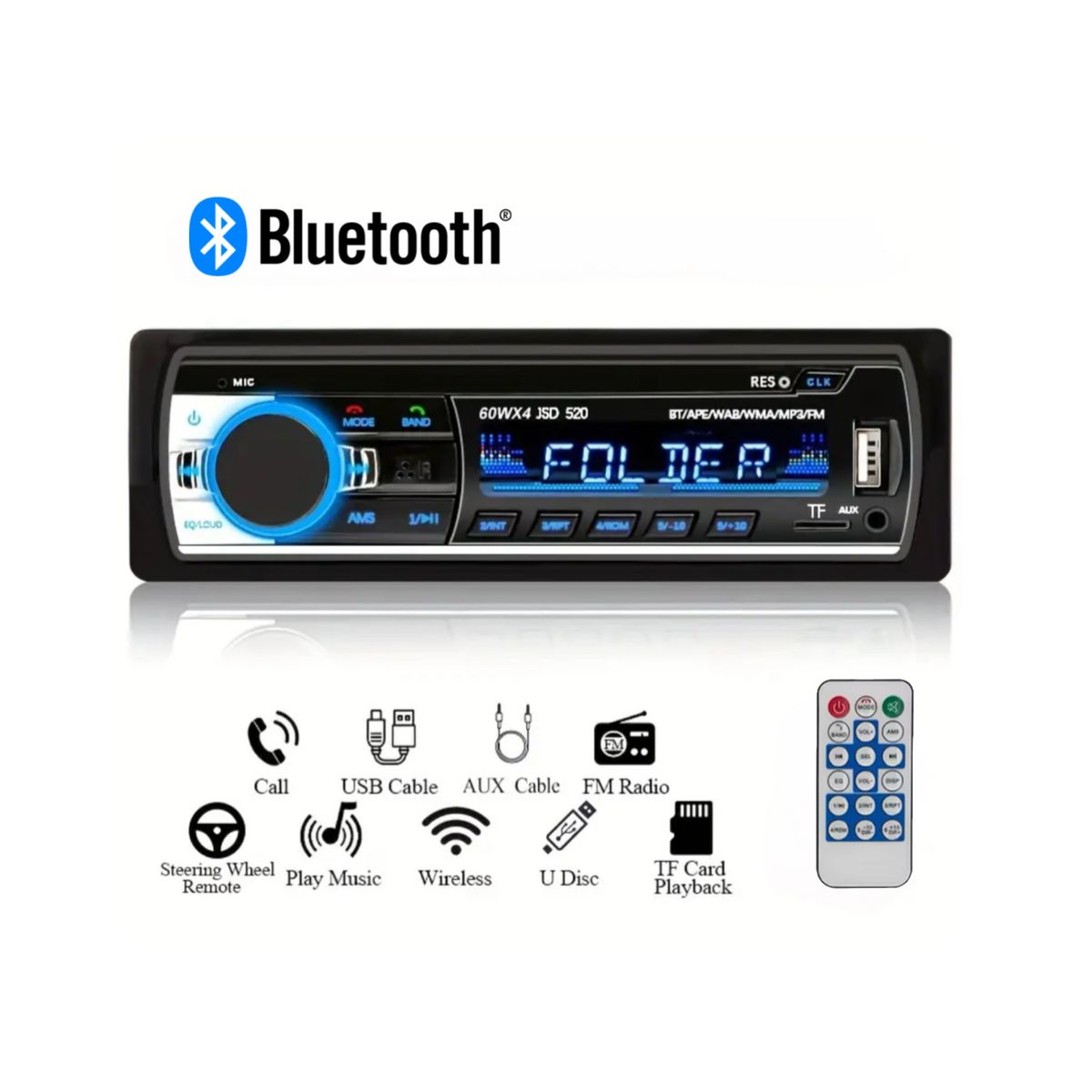 GENERICO - Autoradio Bluetooth 12V - JSD-520 60W