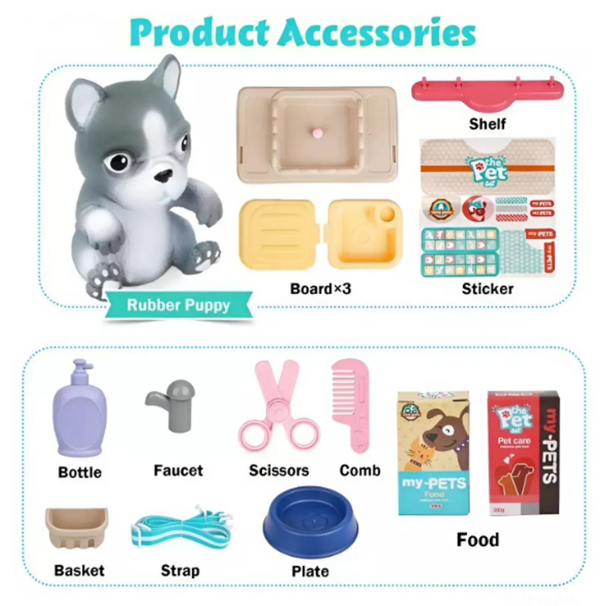 GENERICO - MOCHILA PERRO VETERINARIO JUGUETE 14 PIEZAS