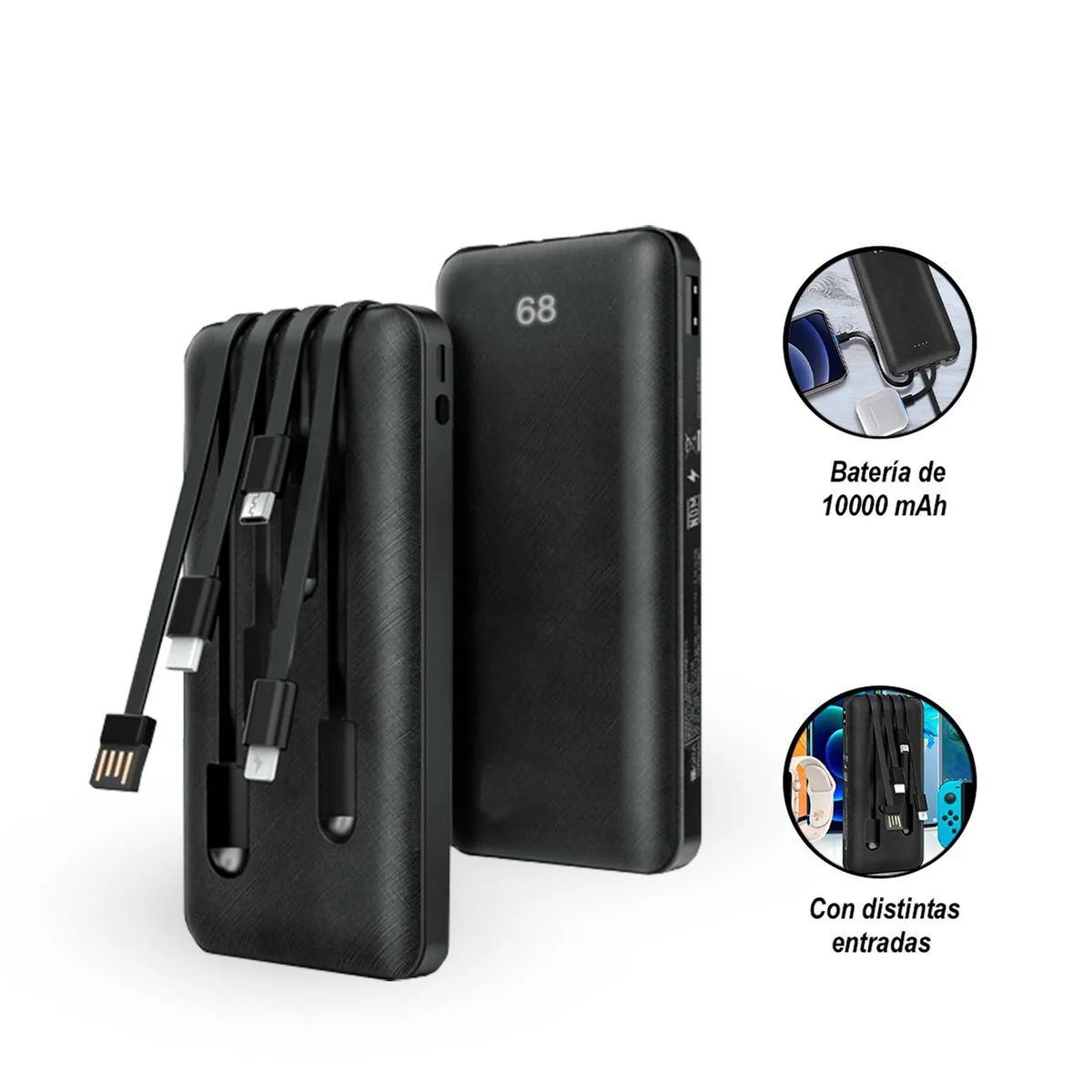 GENERICO - Bateria portatil power bank de 10,000 mAh - Multiples salidas.