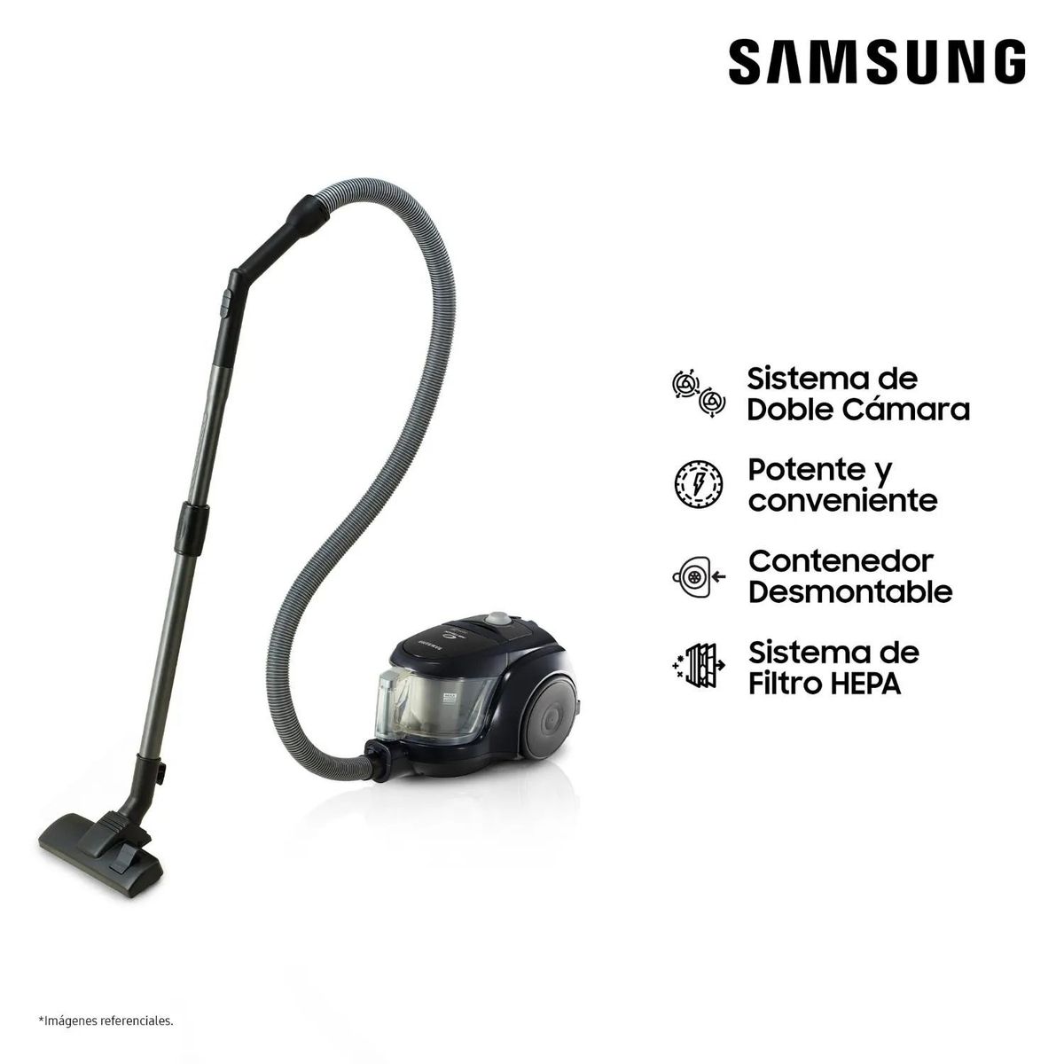 SAMSUNG - Aspiradora Samsung Ciclónica Con 2000 W Negra Vcc4580v3k/xzs