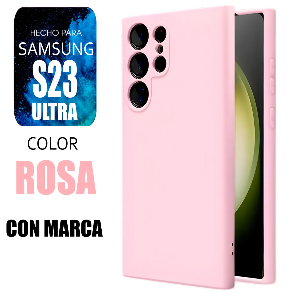 SAMSUNG - Silicone Case Para Samsung S23 Ultra Rosa Con Marca