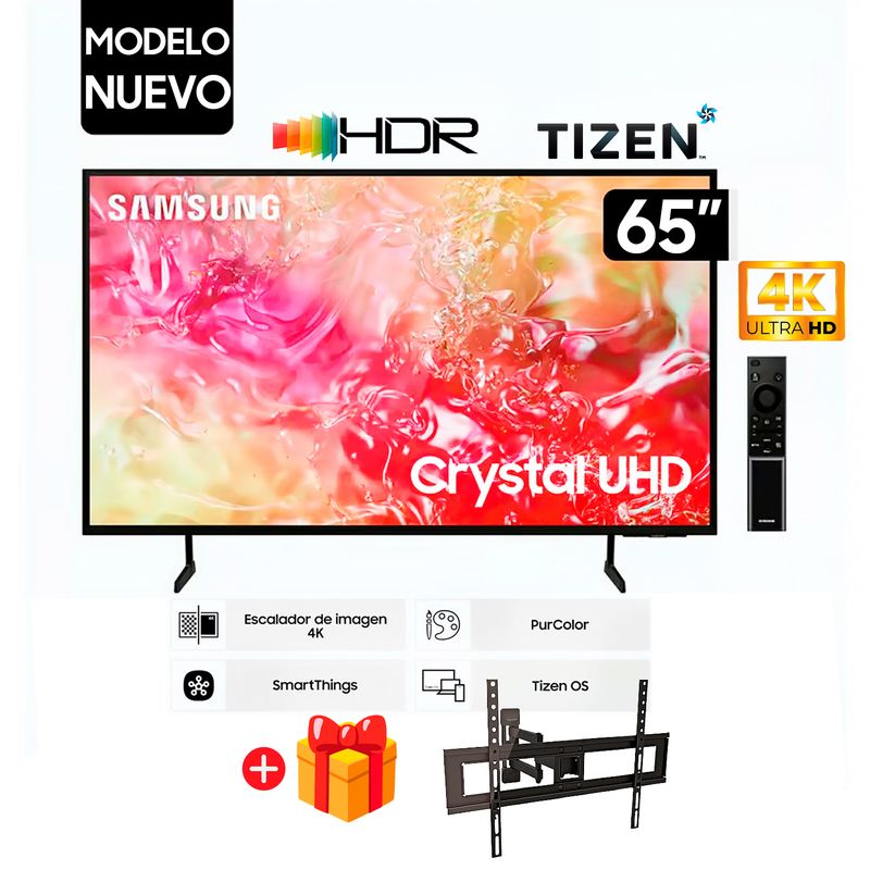 SAMSUNG - Televisor Samsung 65 Pulg. Crystal Smart TV Tizen UHD 4K UN65DU7000GXPE + RACK