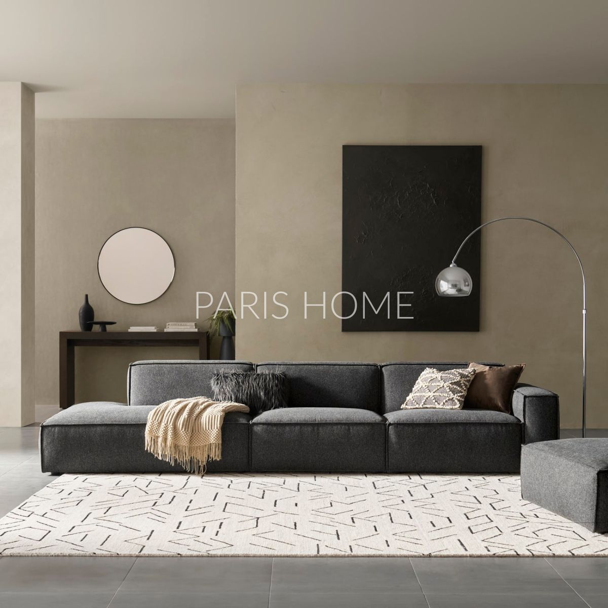 GENERICO - Sofá Chaise Derecho Extendible Jonathan - Gris Oscuro